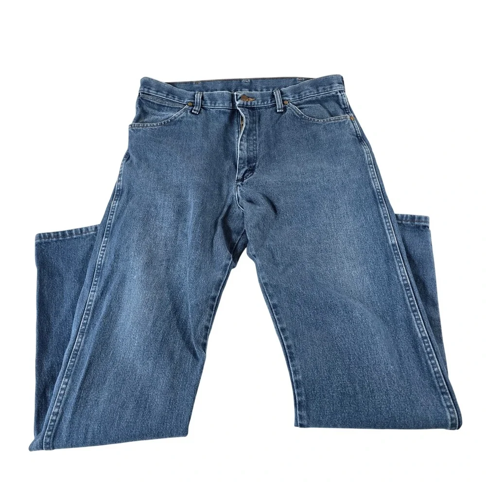Wrangler 13MWZPW Cowboy Cut Original Fit Mens Jeans Blue 35x34 Straight Leg